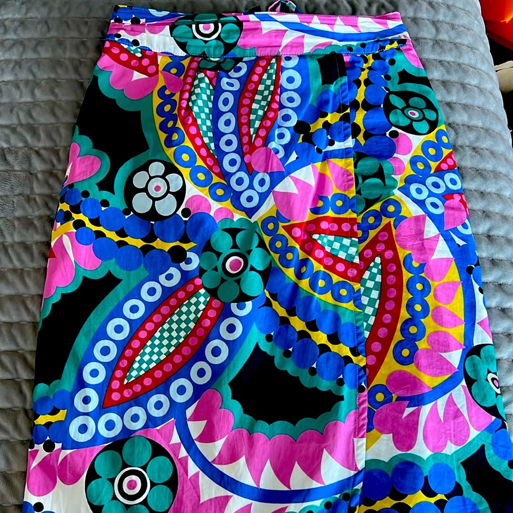 J Crew Retro Pattern mid-calf skirt
